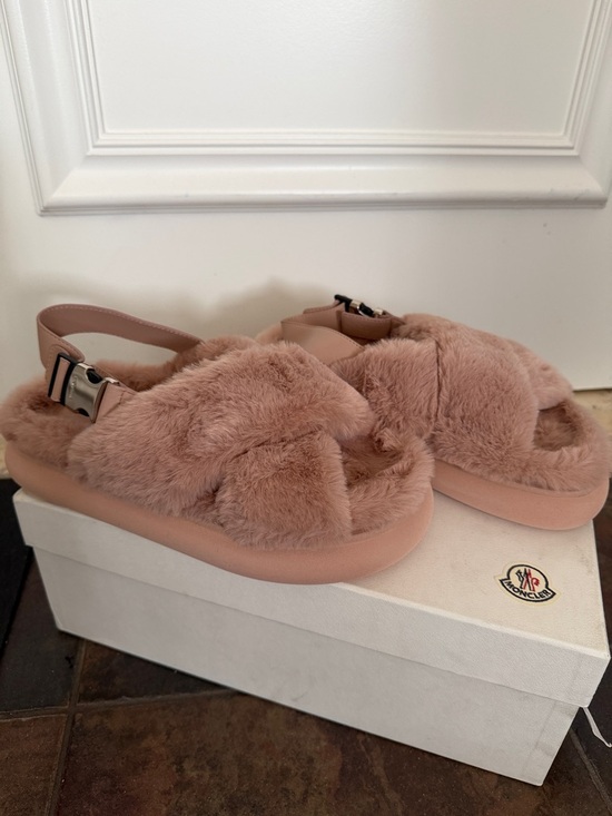 Moncler Shoes - Moncler women’s pink Solarisse fur Sandals